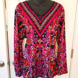 Brand New Bob Mackie wearable art top. Pop art colorful, embellished, XL